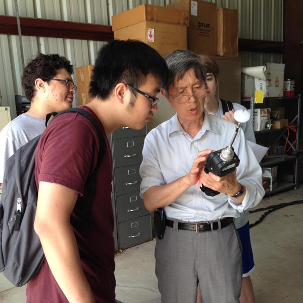 Dong Fei and Steven Sharifi learning about air sampling.